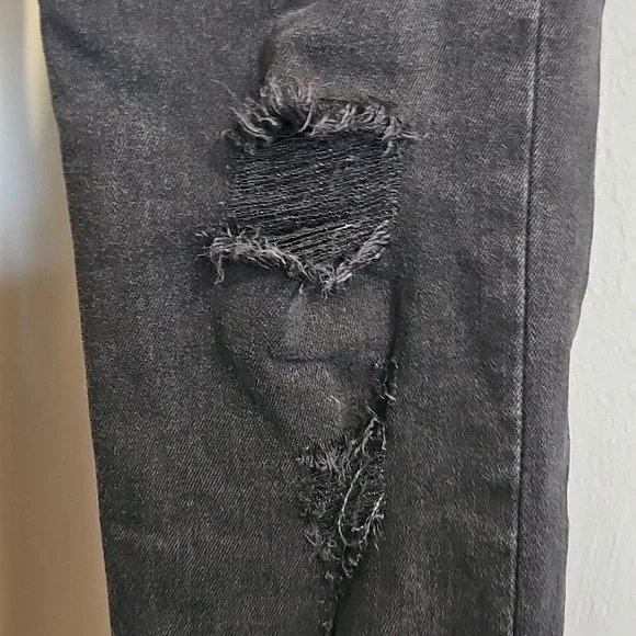 Rag & Bone High Rise Skinny Jeans Distressed Knees/Raw Hem Dark Gray Siz… - Picture 4 of 13